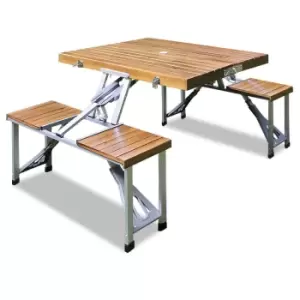 Picnic Table & Chairs Set Wood Foldable