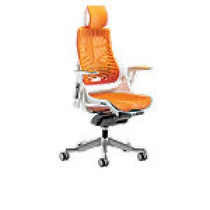 Executive Chair Zure White Frame Elastomer Gel Orange With Arms With Headrest