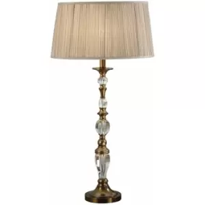 Loops - Diana Luxury Large Table Lamp Antique Brass Beige Shade Traditional Bulb Holder