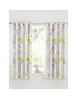 Catherine Lansfield Cute Cats Reversible Eyelet Curtains, Multi