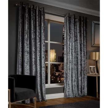 Biba Luxury Crushed Velvet Curtains - Grey