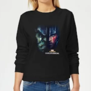 Marvel Thor Ragnarok Hulk Split Face Womens Sweatshirt - Black - S