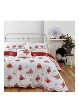 Catherine Lansfield Robins Christmas Duvet Cover Set - Single