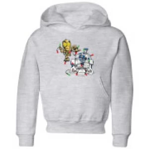 Star Wars Tangled Fairy Lights Droids Kids Christmas Hoodie - Grey - 5-6 Years