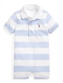 Ralph Lauren Baby Boys Stripe Rugby Romper - Blue, Size 9 Months