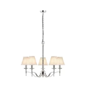 Stanford 5 Light Multi Arm Ceiling Pendant Chandelier Polished Nickel, E14