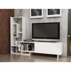 Decorotika Pegai160 Cm Wide Modern TV Stand, TV Unit, TV Cabinet Storage With Shelves And Cabinet - White