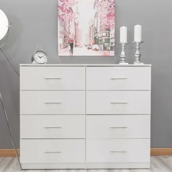 Fwstyle - Helston Modern 8 Drawer Chest - Gloss White - White