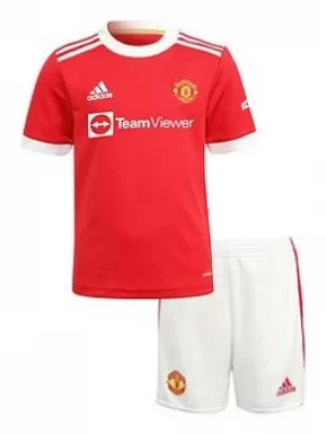 Adidas Manchester United Infant 21/22 Home Mini Kit, Red, Size 2-3 Years