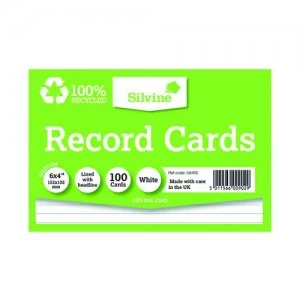 Silvine Climate Friendly Lined Record Cards 6 x 4" 564RE