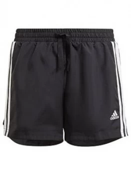 adidas Girls Junior 3-Stripes Short - Black/White, Size 7-8 Years, Women