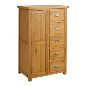 Woburn Oak 1 Door 5 Drawer Wardrobe Brown