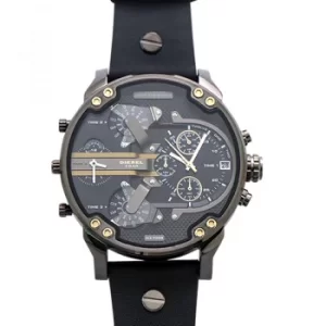 Diesel Mr. Daddy 2.0 Black Dial Black Leather Mens Watch