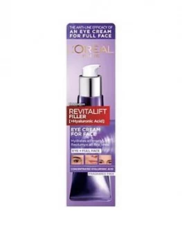 LOreal Paris LOreal Paris Revitalift Filler Eye Cream + Face Cream, Hyaluronic Acid Eye Cream For Face 30ml One Colour, Women