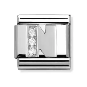 Nomination Classic Silver & CZ Letter N Charm