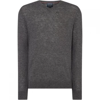 Howick Arlington V-Neck 100% Lambswool Jumper - Charcoal Marl