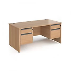 Dams International Straight Desk with Beech Coloured MFC Top and Graphite Frame Panel Legs and 2 x 2 Lockable Drawer Pedestals Contract 25 1600 x 800