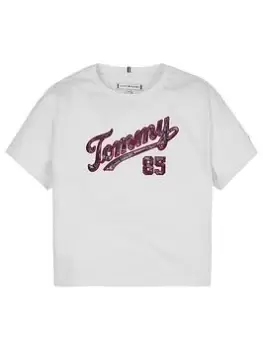 Tommy Hilfiger Girls Tommy Sequins Tee - White, Size Age: 6 Years, Women