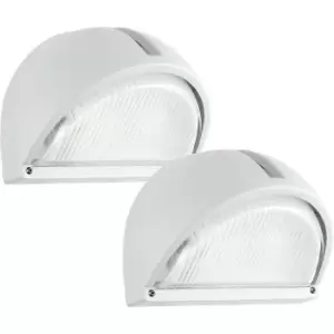 2 PACK IP44 Outdoor Wall Light White Aluminium 1x 40W E27 Bulb Porch Lamp