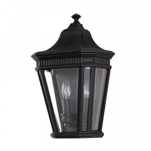 2 Light Outdoor Wall Half Lantern Light Black IP44, E14