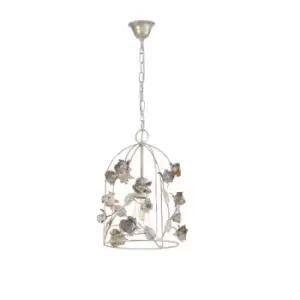 Carolina Flower Design Wire Frame Pendant Ceiling Light, Ivory