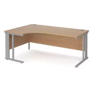 Office Desk Left Hand Corner Desk 1800mm Beech Top With Silver Frame 1200mm Depth Maestro 25 MCM18ELSB