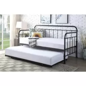 Harlow Black Metal Day Bed with Folding Guest Trundle - Black