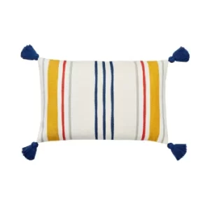 Joules Heron Stripe Cushion 60cm x 40cm, Chalk