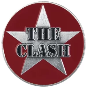 The Clash Military Logo Pin silver red