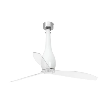 Eterfan Medium Ceiling Fan Clear, White Gloss - Optional LED Light Sold Separately