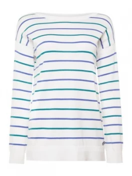 Barbour Marloes Long Sleeve Crew Neck Striped Jumper White