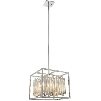 Endon Directory Lighting - Endon Acadia - 4 Light Ceiling Pendant Chrome Plate & Clear Crystal Glass, E14