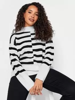M&Co Mono Cutabout Stripe Jumper, White, Size 22-24, Women