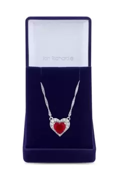 Rhodium Plated Cubic Zirconia Heart Necklace - Gift Boxed