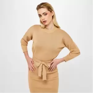 Missguided Knit Jumper and Midi Skirt Co Ord Set - Beige