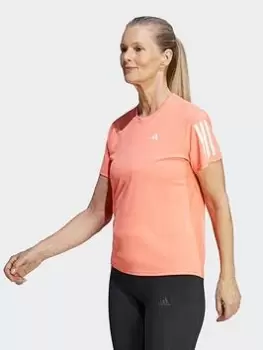 adidas Own The Run Short Sleeve Top - Pink, Orange, Size XS, Women