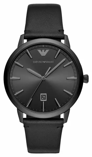 Emporio Armani AR11278 Mens Black Dial Black Leather Watch