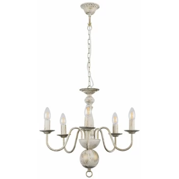 Traditional 5 Way Flemish Ceiling Light Chandelier - Distressed White - Minisun