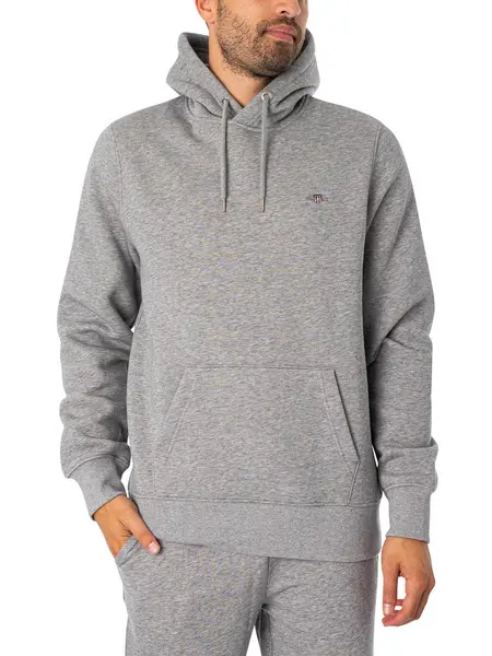 Gant Regular Pullover Hoodie Grey Melange L