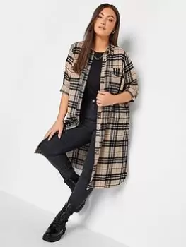 Yours Maxi Check Shirt Natural Check, Natural, Size 38-40, Women