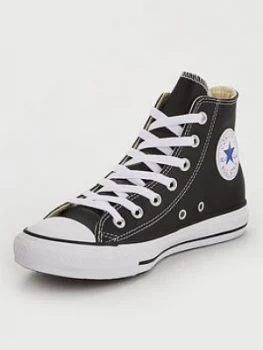 Converse Chuck Taylor All Star Leather Hi Top - Black/White, Size 5, Women