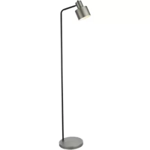 Task Floor Lamp Brushed Silver Plate Finish, Matt Black