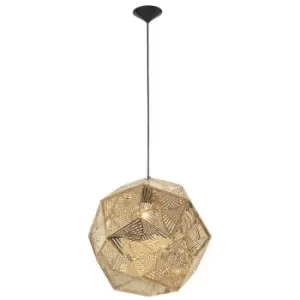 Merano - Hampshire 32cm Pendant Ceiling Light Gold Stainless Steel Black Fabric Wire LED E27