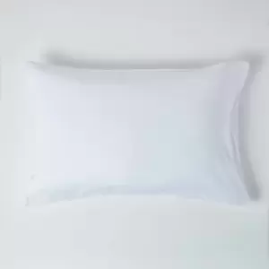 White Linen Housewife Pillowcase, Standard - White - Homescapes