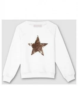 Mintie By Mint Velvet Girls Sequin Star Sweatshirt - Ivory