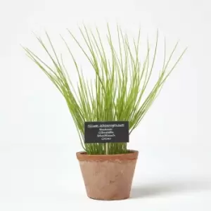 Homescapes - Artificial Chive Plant in Decorative Pot - Terracotta