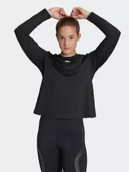 adidas Aeroready Studio Long-sleeve Top, Black/White Size M Women