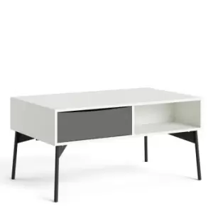 Fur Coffee Table With 1 Drawer In Grey And White