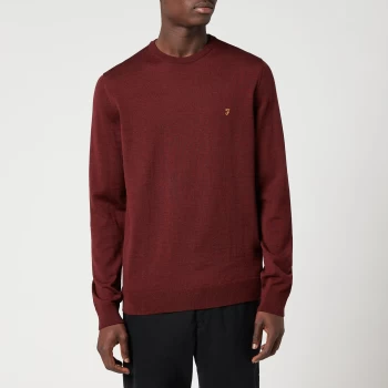 Farah Mens Mullen Merino Wool Jumper - Burgundy - M