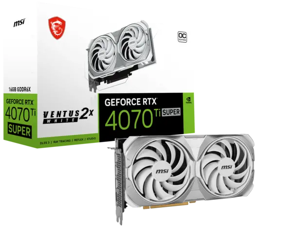 MSI GeForce RTX 4070 Ti Super Ventus 2X White OC 16G GDDR6X Graphics Card